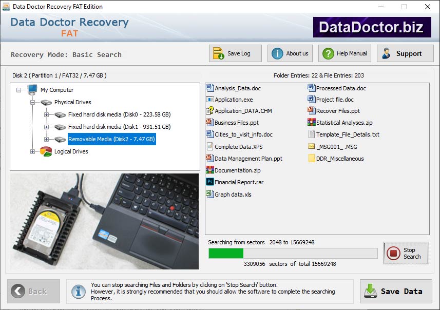 Screenshot of Laptop FAT Partition Recovery Tool 4.5.7.6